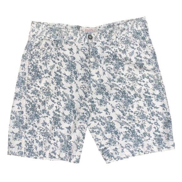 Hudson & Barrow Mens Floral Print Shorts Size 34 Preppy Casual Chino Flat Front - Picture 2 of 10